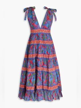 farm rio red white blue dress FARM Rio Embroidered Lace Front Bow Maxi Dress